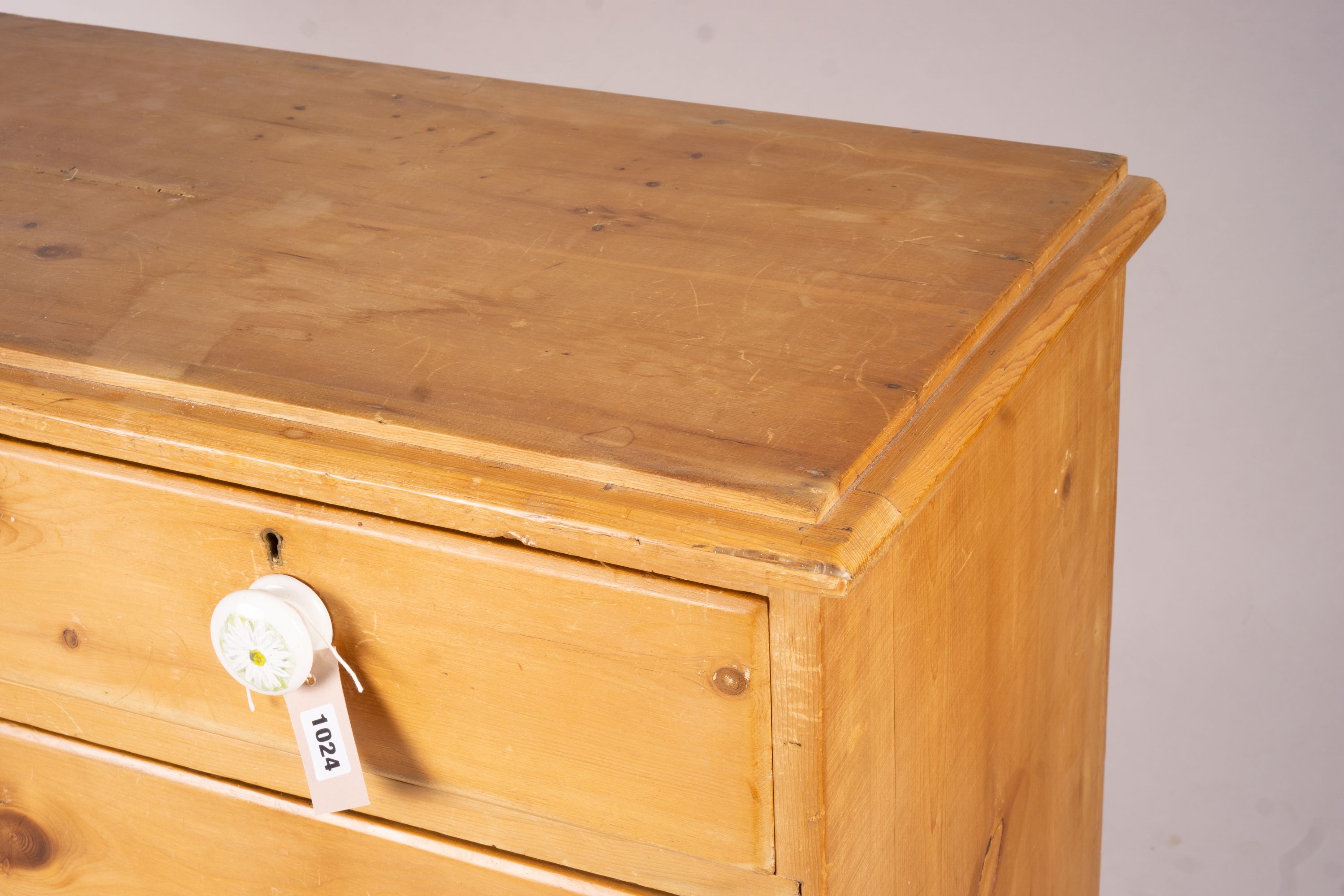 A Victorian pine chest of drawers, width 106cm, depth 41cm, height 106cm